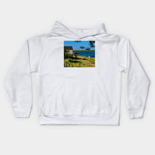 Orleans, MA, overlooking beautiful Nauset Harbor and the beach beyond Kids Hoodie